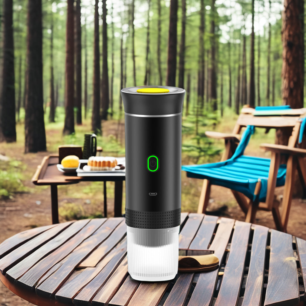 Espressor Portabil 3 în 1 cu Încălzire, 15 Bari, USB-C – Compatibil Capsule și Cafea Măcinată, Ideal pentru Călătorii, Camping și Birou