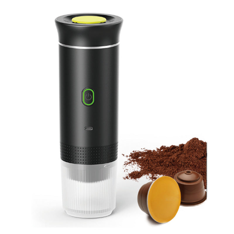 Espressor Portabil 3 în 1 cu Încălzire – Compatibil Capsule & Cafea Măcinată, 15 Bari, USB-C, Ideal pentru Călătorii și Camping