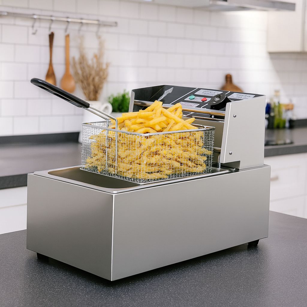 Friteuză electrică inox 6L, 2500W – profesională, puternică și durabilă