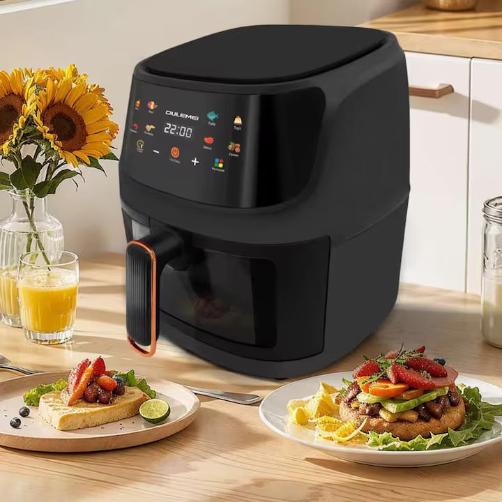 Friteuză cu Aer Cald 8L 2400W SILVER LOVE – Air Fryer Digital cu Coș Transparent și Afișaj LED, Gătire Rapidă fără Ulei
