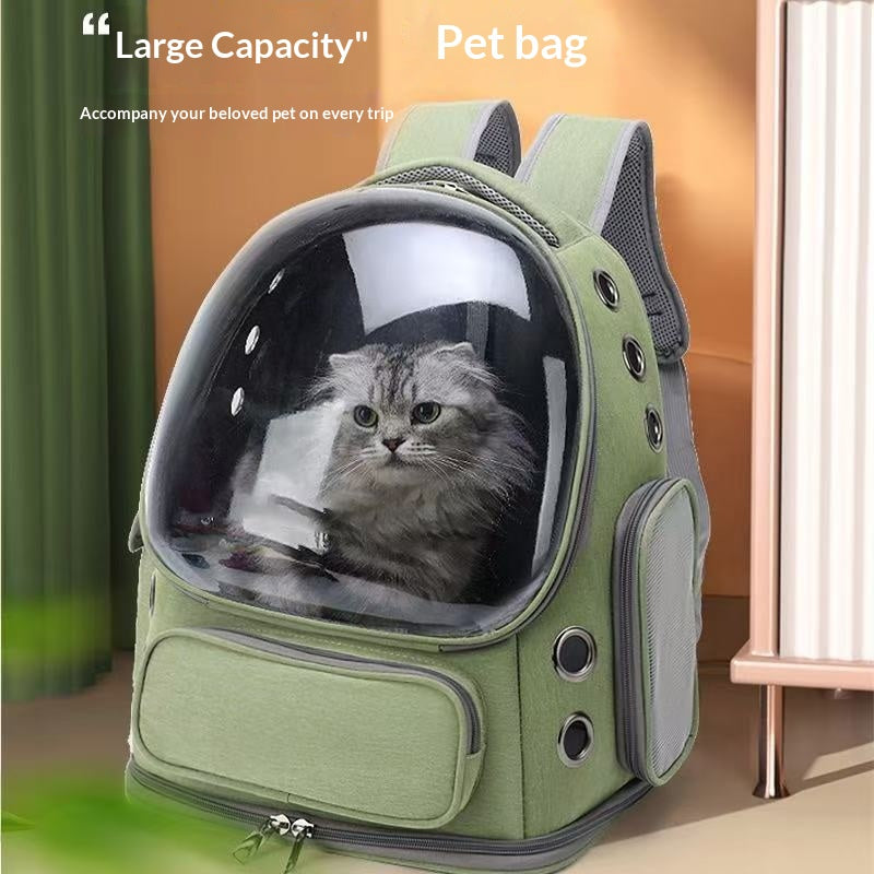 Rucsac Transport Câini și Pisici Tip Capsulă Spațială, Transparent, Ventilat, Ergonomic, pentru Călătorii și Exterior, Capacitate 6.8Kg
