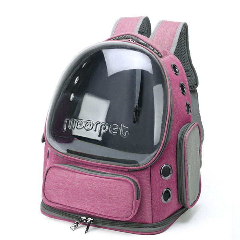Rucsac Transport Câini și Pisici Tip Capsulă Spațială, Transparent, Ventilat, Ergonomic, pentru Călătorii și Exterior, Capacitate 6.8Kg
