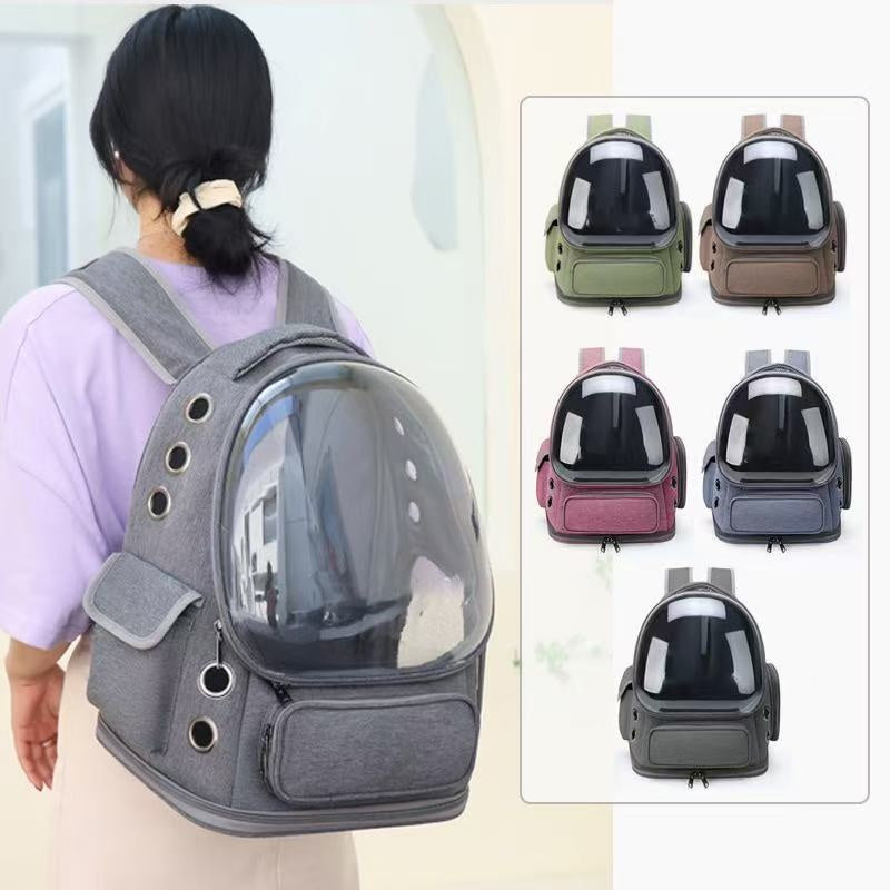 Rucsac Transport Câini și Pisici Tip Capsulă Spațială, Transparent, Ventilat, Ergonomic, pentru Călătorii și Exterior, Capacitate 6.8Kg