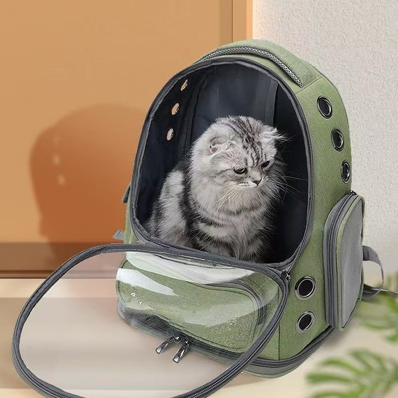 Rucsac Transport Câini și Pisici Tip Capsulă Spațială, Transparent, Ventilat, Ergonomic, pentru Călătorii și Exterior, Capacitate 6.8Kg