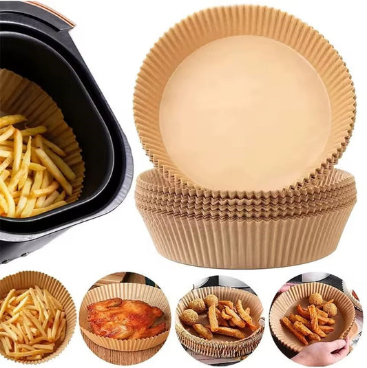 Set 100 bucăți Hârtie de Copt Rotundă 20 cm pentru Air Fryer / Friteuză cu Aer Cald