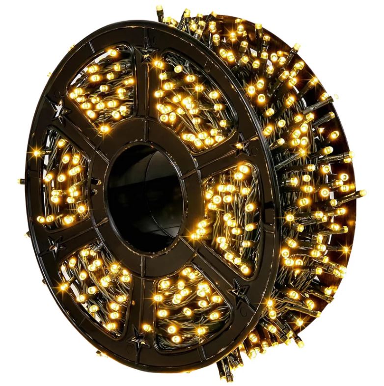 Instalație de Crăciun Liniară 50m / 100m / 120m cu LED Multicolor / Albastru / Alb Cald / Alb Rece – Efect Flash, Cablu Negru, IP44 | Ghirlandă Luminoasă pentru Exterior & Interior