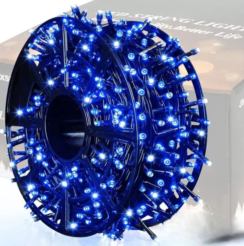 Instalație de Crăciun Liniară 50m / 100m / 120m cu LED Multicolor / Albastru / Alb Cald / Alb Rece – Efect Flash, Cablu Negru, IP44 | Ghirlandă Luminoasă pentru Exterior & Interior