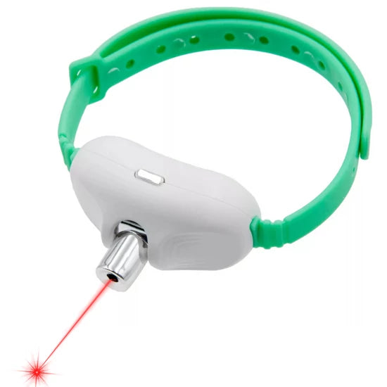 Zgardă cu Laser pentru Pisici – Jucărie Interactivă Reîncărcabilă USB, Reglabilă 22–33 cm, LED cu 2 Moduri, Oprire Automată