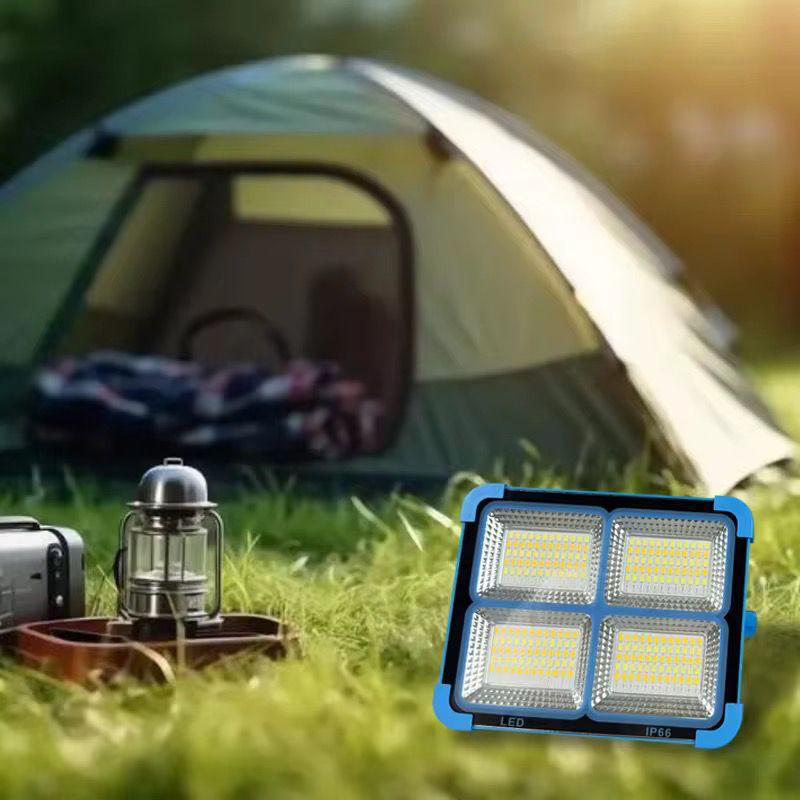 Lampă LED Solară Reîncărcabilă Portabilă 100W, Impermeabilă, cu Panou Detașabil și Power Bank – Ideală pentru Camping, Pescuit și Situații de Urgență