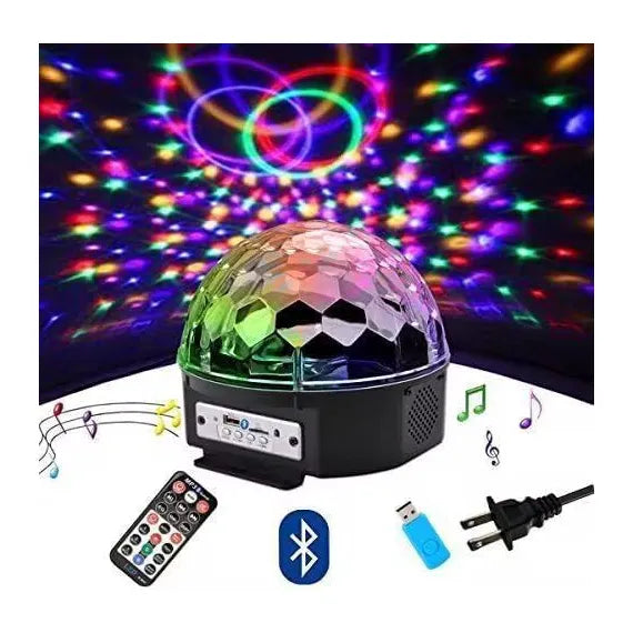 Proiector Disco LED Magic Ball cu Telecomandă și Boxă – 6 LED-uri RGB, 18W, Efect Lumini Petrecere, Montaj Tavan/Perete