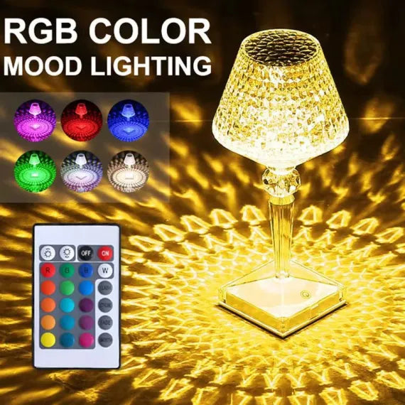 Lampă LED RGB cu Cristale – Lumină Ambientală Multicoloră, Lampă de Birou și Noptieră, Design Elegant Modern, Alimentare USB