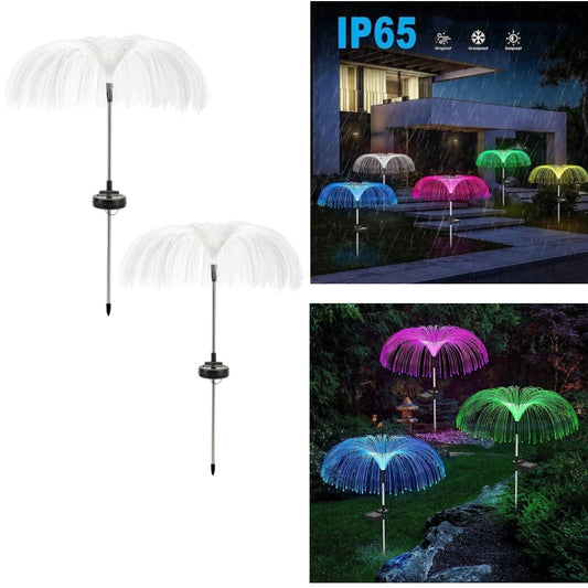 Lampă solară cu fibră optică 80 cm – Iluminat ambiental multicolor pentru grădină, curte sau terasă, decor exterior cu energie solară