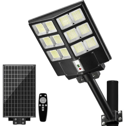 Lampă Solară LED Velora 600W – Corp Iluminat cu Panou Fotovoltaic, Suport și Telecomandă