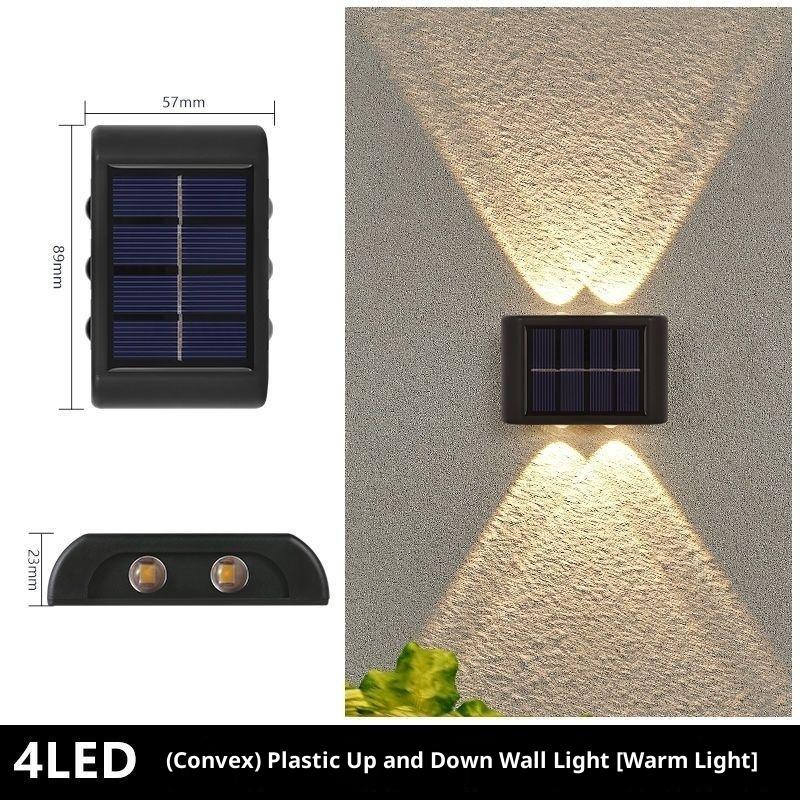 Lampă Solară de Exterior cu 4 LED-uri – Impermeabilă, Iluminat Perete Sus și Jos, Decor Grădină și Curte, Încărcare Solară Automată
