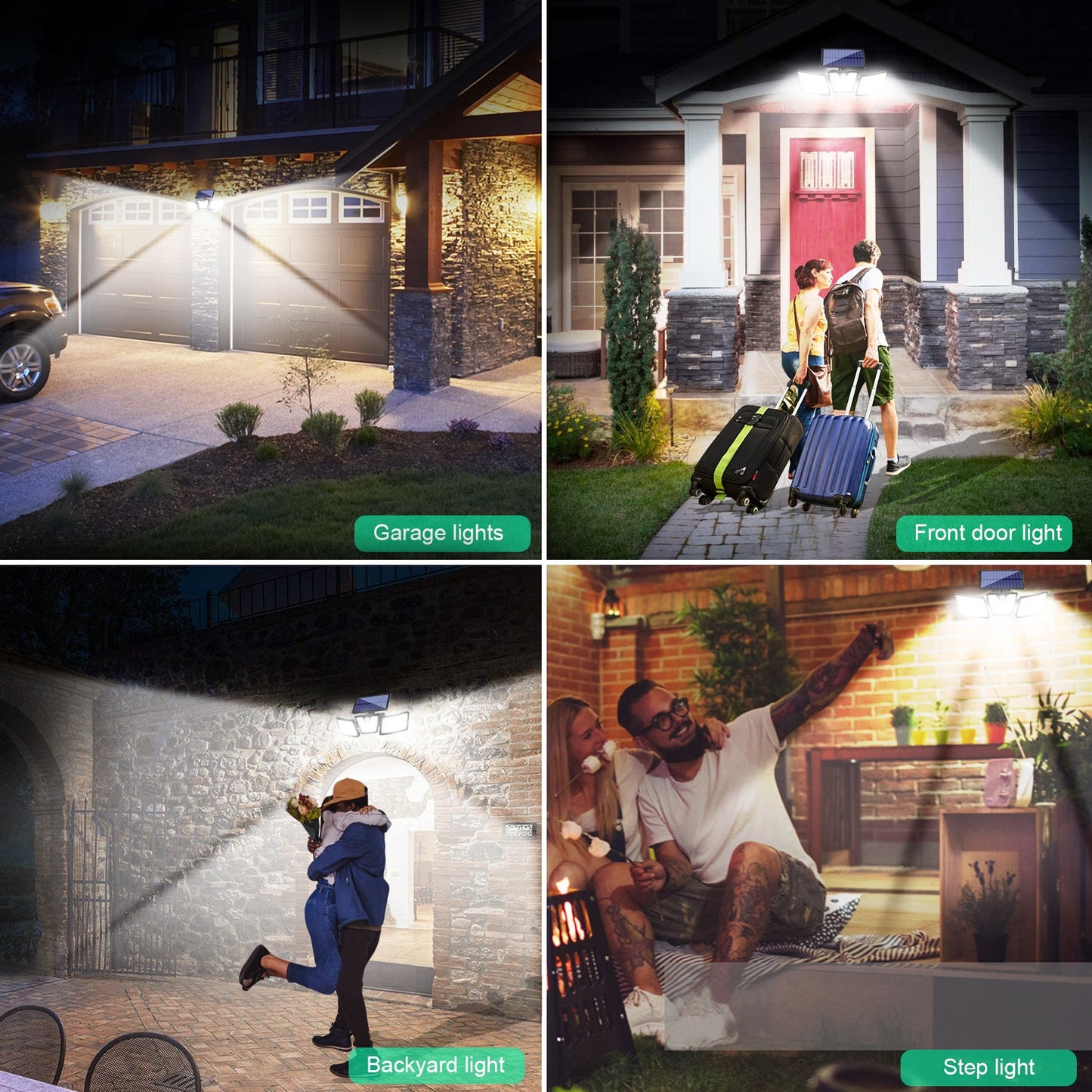 Lampa Solara LED Exterior cu 3 Capete, Senzor de Miscare 270°, 74 LED-uri, Control Remote, Iluminat Puternic pentru Curte, Gradina, Garaj – Proiector