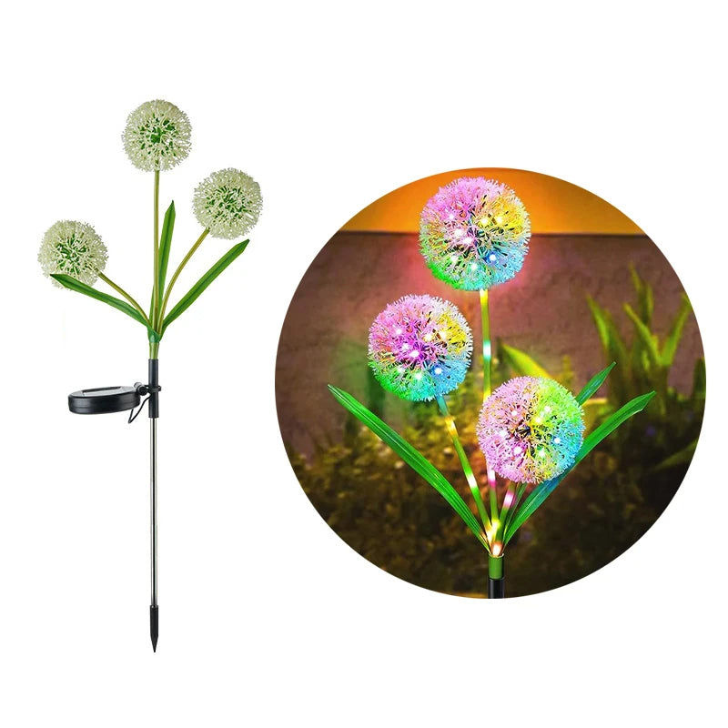 Set 2 Lămpi Solare LED Floare Papadie – Iluminare Multicoloră pentru Grădină, Terasă sau Curte, Rezistente la Intemperii