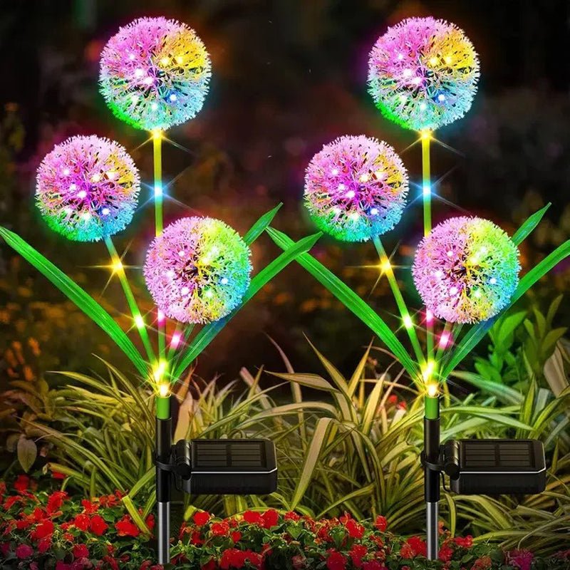 Set 2 Lămpi Solare LED Floare Papadie – Iluminare Multicoloră pentru Grădină, Terasă sau Curte, Rezistente la Intemperii