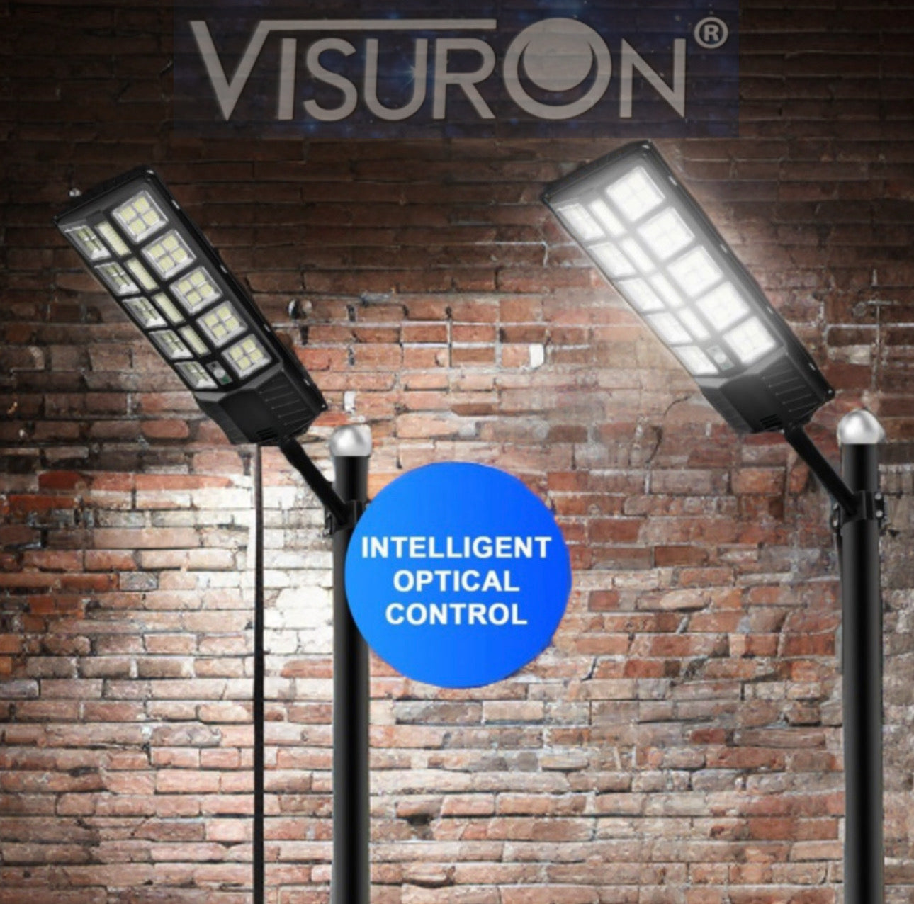 Lampă Stradală Solară Visuron cu Telecomandă, Iluminare Intensă în 3 Trepte, Unghi 180°, LED Eficient, Rezistență la Apă IP65