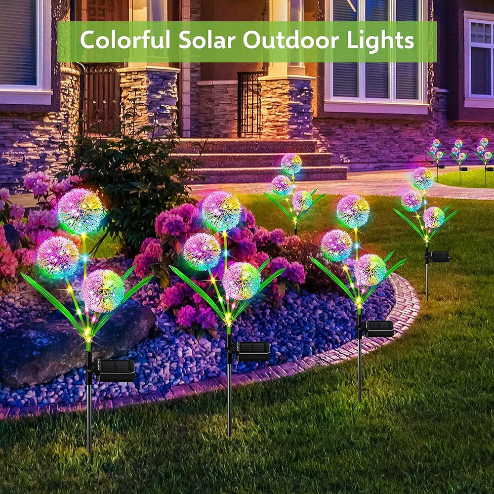 Set 2 Lămpi Solare LED Papadie – Magie Multicoloră în Grădină, Terasă sau Curte, Rezistente la Apă