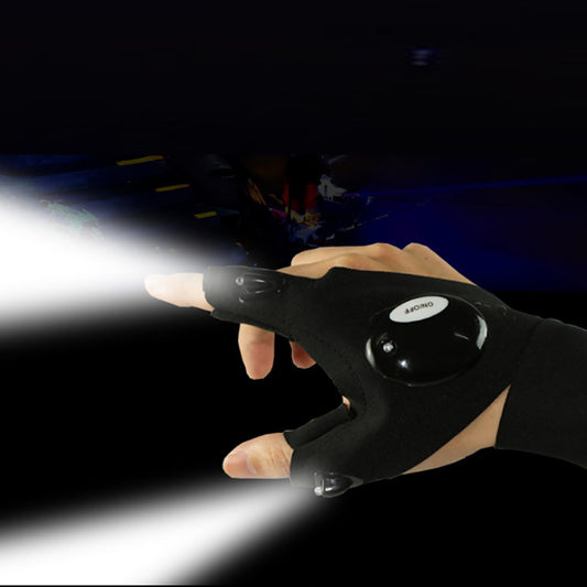 Mănușă LED cu Lanternă 2 Lumini, Ajustabilă, Impermeabilă – Iluminare Hands-Free pentru Pescuit, Reparații, Camping și Lucru Nocturn