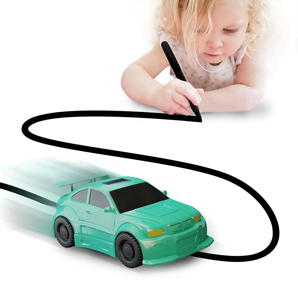 Mașinuță Magic Vroom care Urmează Linia Desenată –Jucărie Interactivă cu Senzor Optic, Marker Inclus, Set Creativ pentru Copii, Culori Vibrante