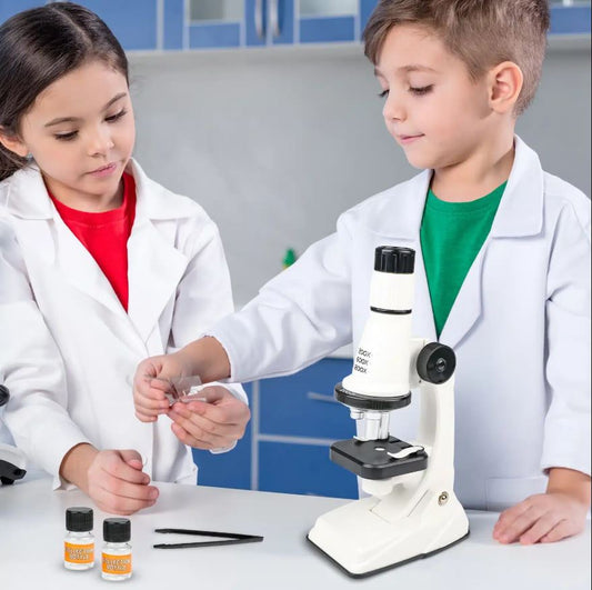 Microscop Educațional pentru Copii 200x–1200x – Kit Științific cu 10 Accesorii, Explorare și Experimente