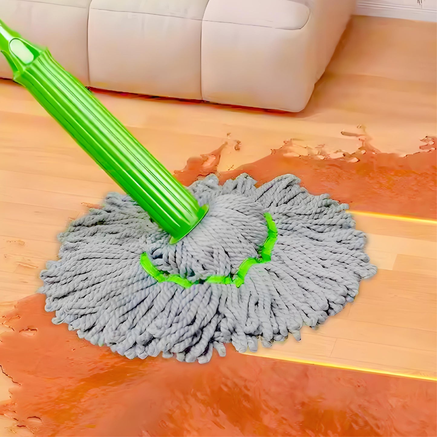 Mop cu Stoarcere Rapidă și Rotire 360° cu Microfibră Super Absorbantă, Design Ergonomic, Sistem de Stoarcere Automată Fără Mâini, Cap Reutilizabil și Lavabil, pentru Toate Tipurile de Podele