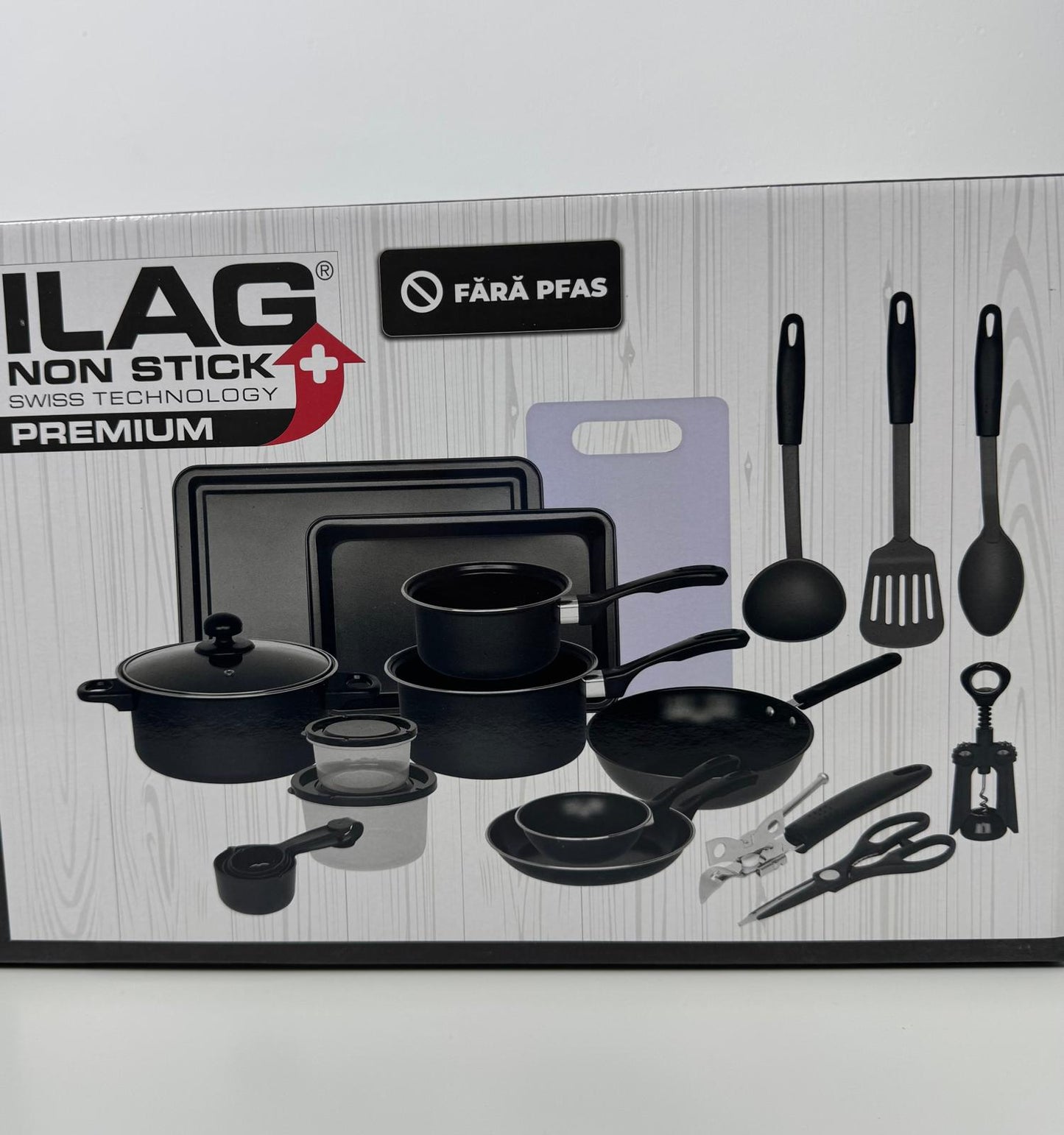 Set de  bucătărie complet 22 piese VISURON – Oale, tigăi, wok, ustensile, non-stick premium