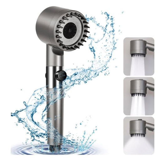 Cap de duș multifuncțional – presiune ajustabilă, perie masaj și filtru integrat, design elegant