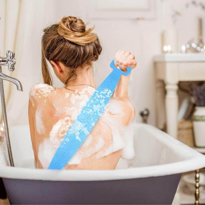 Burete Dus, pentru Spalare Corporala si Exfoliere Piele  cu Doua Fete Striate  60 cm X 10 cm