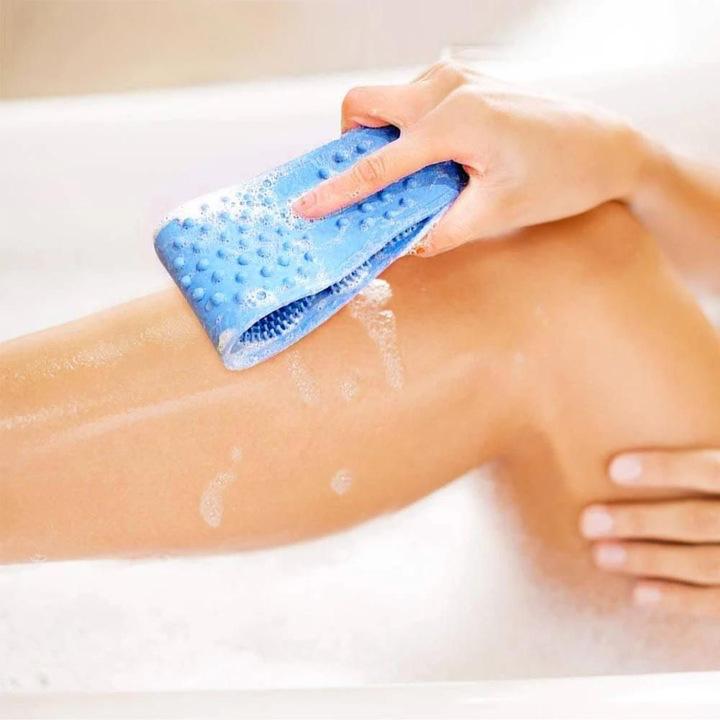 Burete Dus, pentru Spalare Corporala si Exfoliere Piele  cu Doua Fete Striate  60 cm X 10 cm