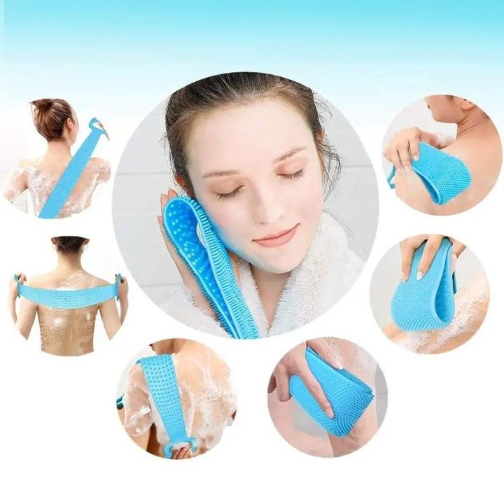 Burete Dus, pentru Spalare Corporala si Exfoliere Piele  cu Doua Fete Striate  60 cm X 10 cm