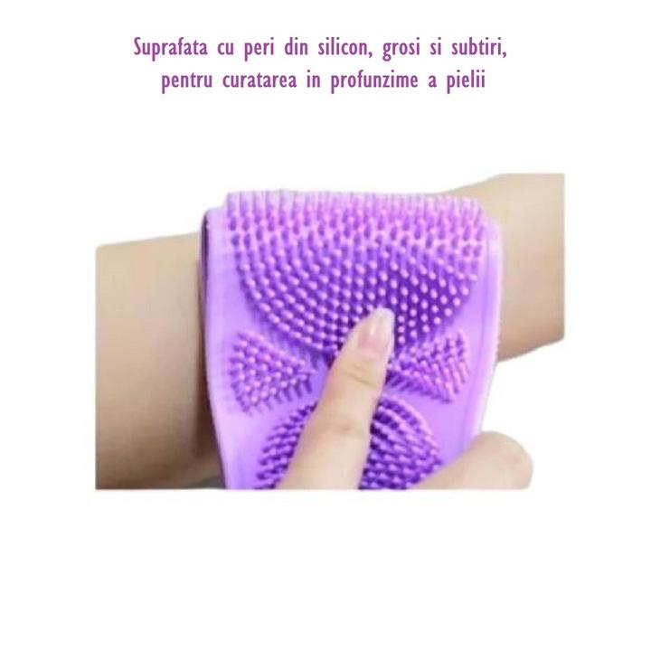 Burete Dus, pentru Spalare Corporala si Exfoliere Piele  cu Doua Fete Striate  60 cm X 10 cm