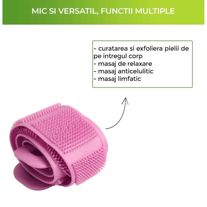 Burete Dus, pentru Spalare Corporala si Exfoliere Piele  cu Doua Fete Striate  60 cm X 10 cm