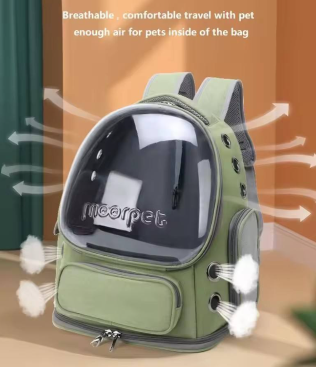 Rucsac Transport Câini și Pisici Tip Capsulă Spațială, Transparent, Ventilat, Ergonomic, pentru Călătorii și Exterior, Capacitate 6.8Kg