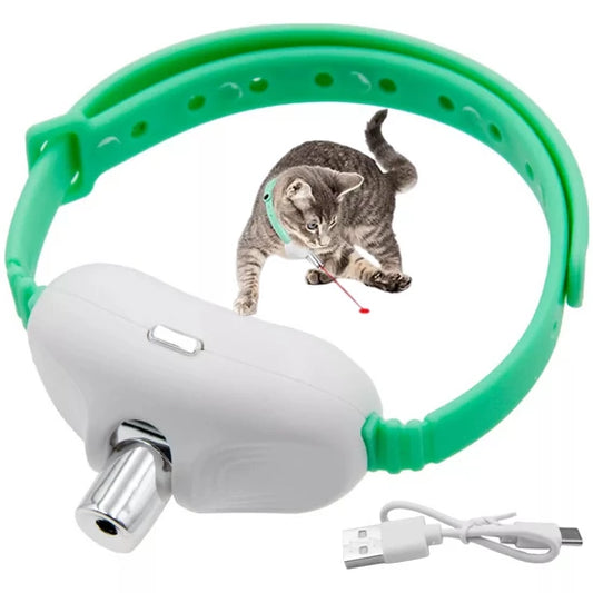 Zgardă cu Laser pentru Pisici – Jucărie Interactivă Reîncărcabilă USB, Reglabilă 22–33 cm, LED cu 2 Moduri, Oprire Automată