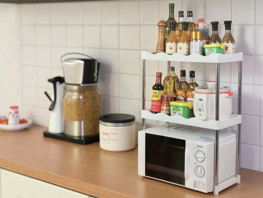 Raft Etajeră pentru Cuptorul cu Microunde – Suport Bucătărie, Organizator Spațiu, Structură  Rezistentă