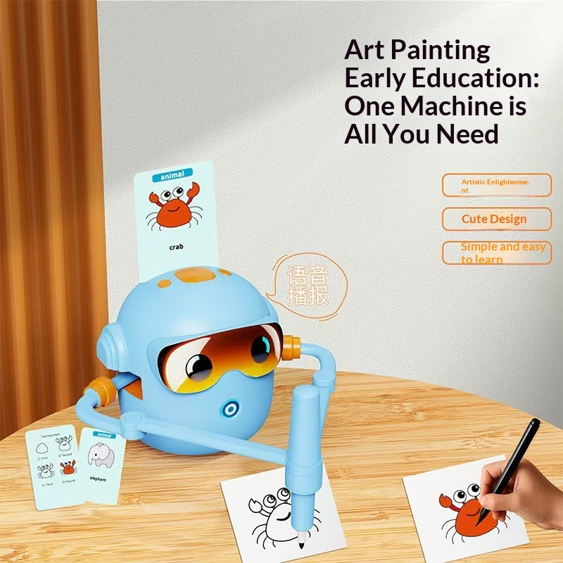 Robot Inteligent de Desen pentru Copii – Set Creativ cu Carduri, Jucărie Educațională Interactivă Fără Ecran