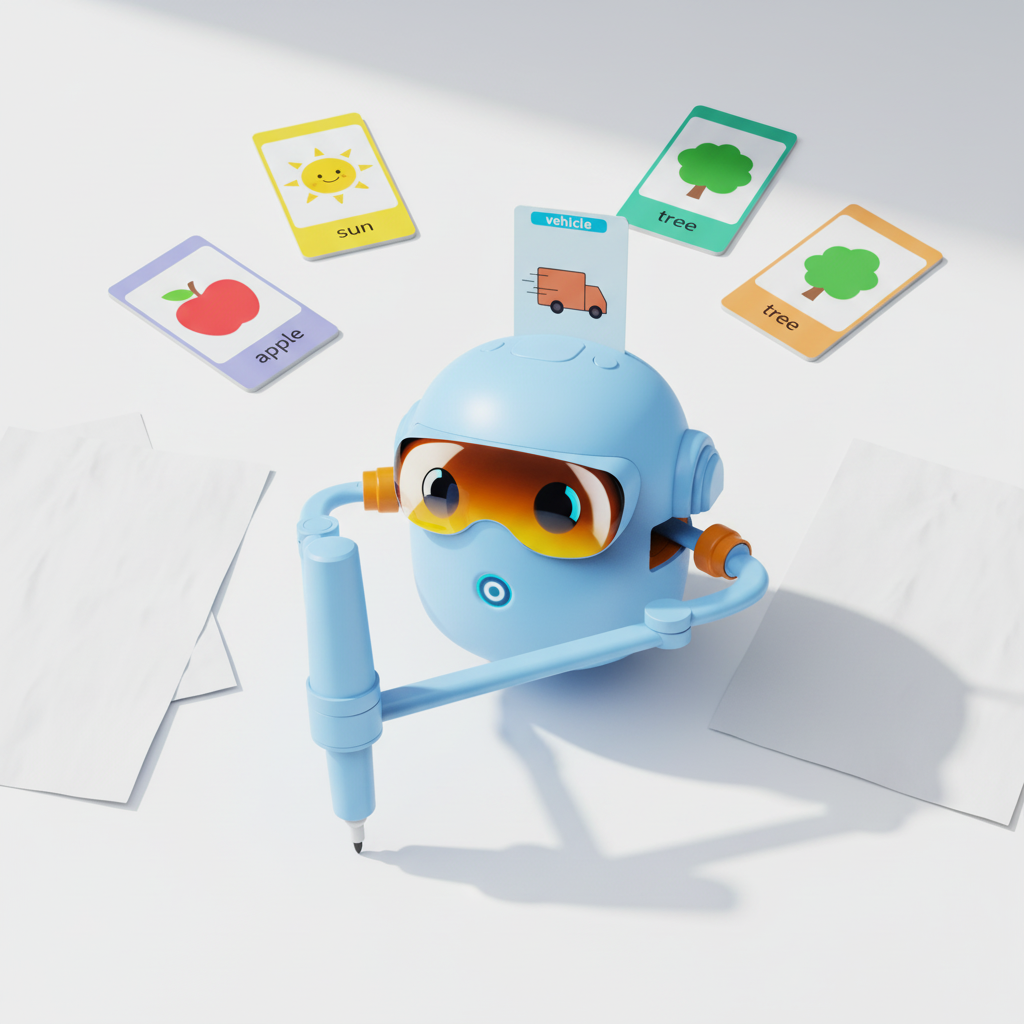 Robot Inteligent de Desen pentru Copii – Set Creativ cu Carduri, Jucărie Educațională Interactivă Fără Ecran