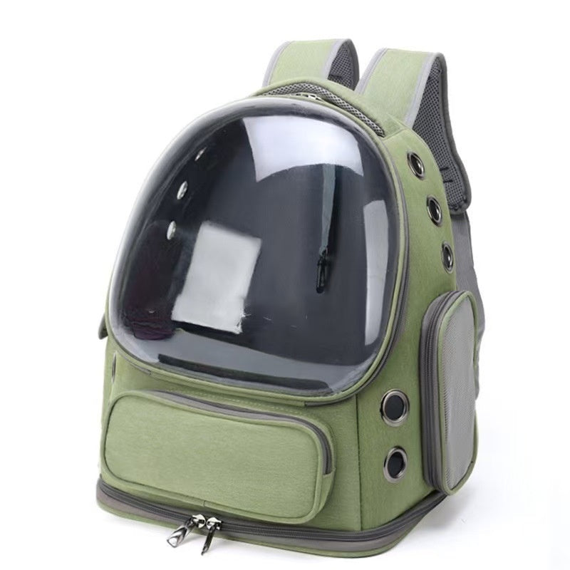 Rucsac Transport Câini și Pisici Tip Capsulă Spațială, Transparent, Ventilat, Ergonomic, pentru Călătorii și Exterior, Capacitate 6.8Kg