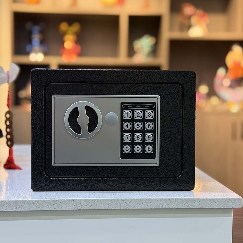 Seif Electronic 10L cu Cod Digital și Cheie, 20x31x20 cm, Oțel, Sistem Dubla Securitate, Montaj pe Perete