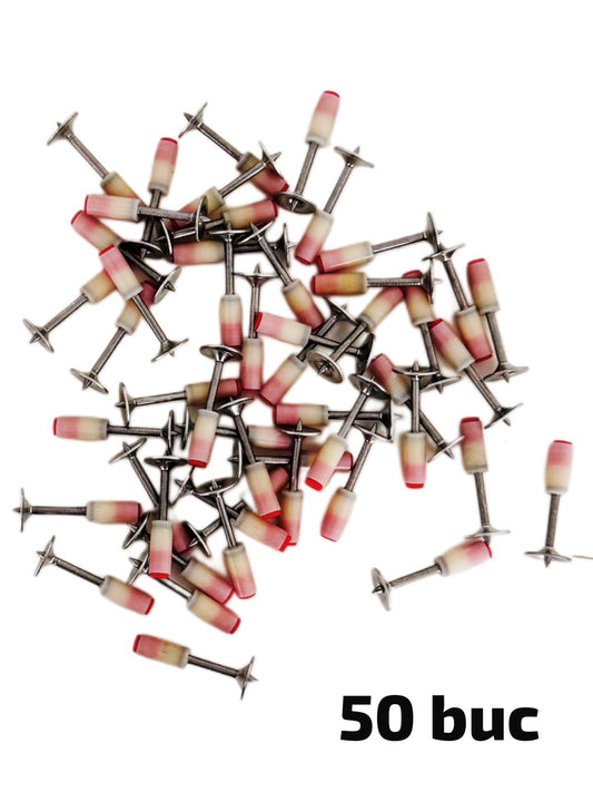 Set 50 cuie pentru pistol pneumatic, oțel galvanizat anticoroziv, cap ciupercă Ø7.2 mm, autopropulsare, mansoane anti-zgomot – fixare profesională