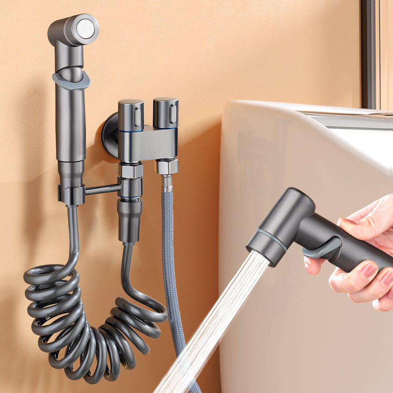 Set Complet Duș Igienic pentru Bideu și Baie din Inox Negru Mat, cu Robinet Încastrat și Baterie, Furtun Flexibil 1.5m, Kit Instalare Inclus, Design Modern, Economie Apă