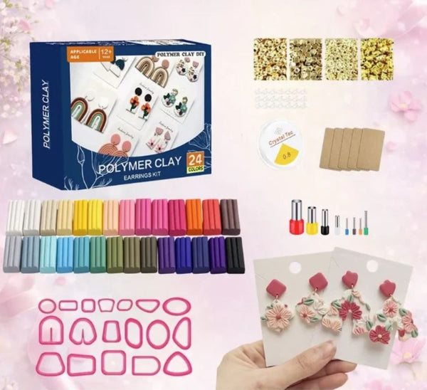 Set Creație Bijuterii din Lut Polimeric cu 24+ Culori, DIY Accesorii Handmade pentru Copii, Activitate Creativă și Educațională