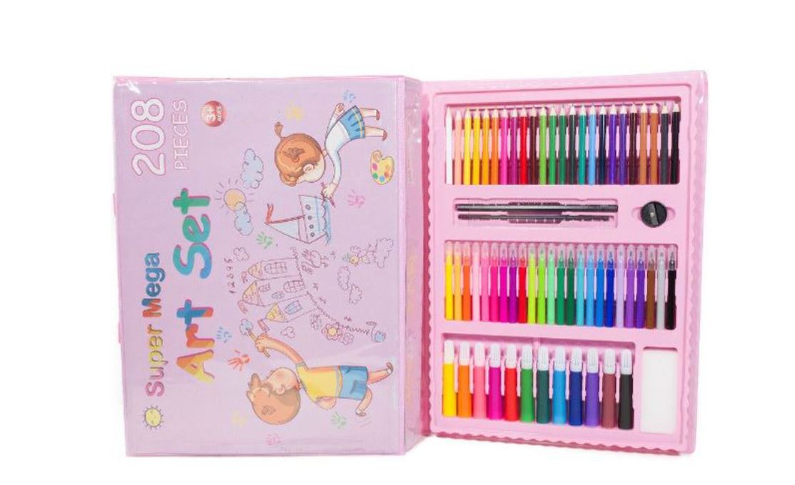 Set de Arta Creativa pentru Copii – 208 Piese – pictura si desen - roz
