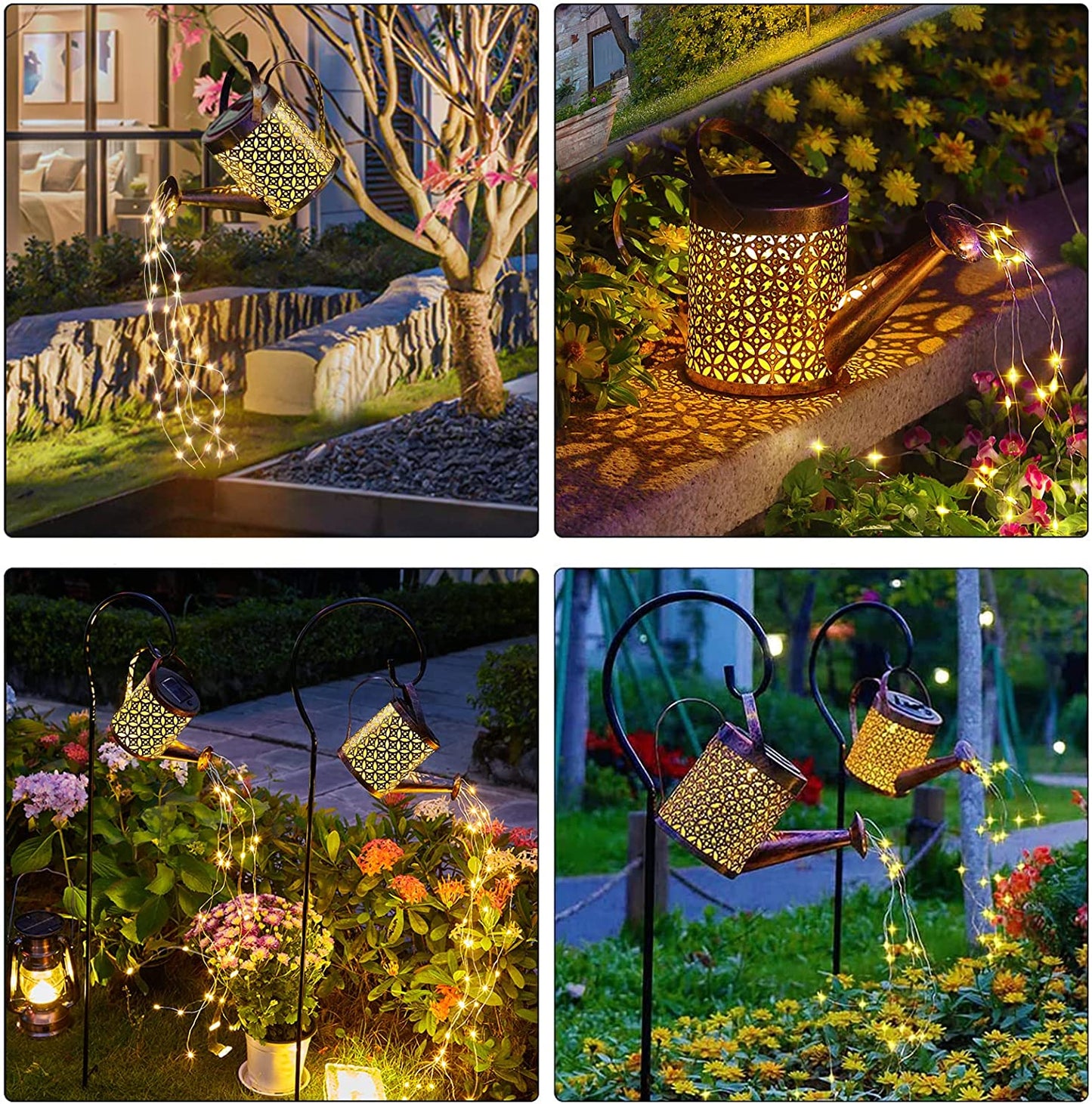 Set 2 Lampi Solare Decorative Tip Stropitoare cu LED – Efect Cascada Luminoasa pentru Gradina, Terasa si Balcon, Senzor Crepuscular