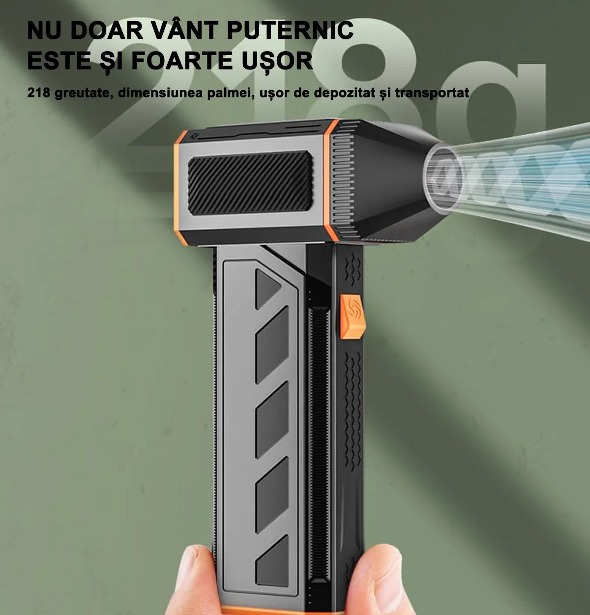 Suflantă Aer Portabilă 120000 RPM – Mini Ventilator Electric cu 3 Trepte de Putere, Jet 45 m/s, Multifuncțională și Compactă