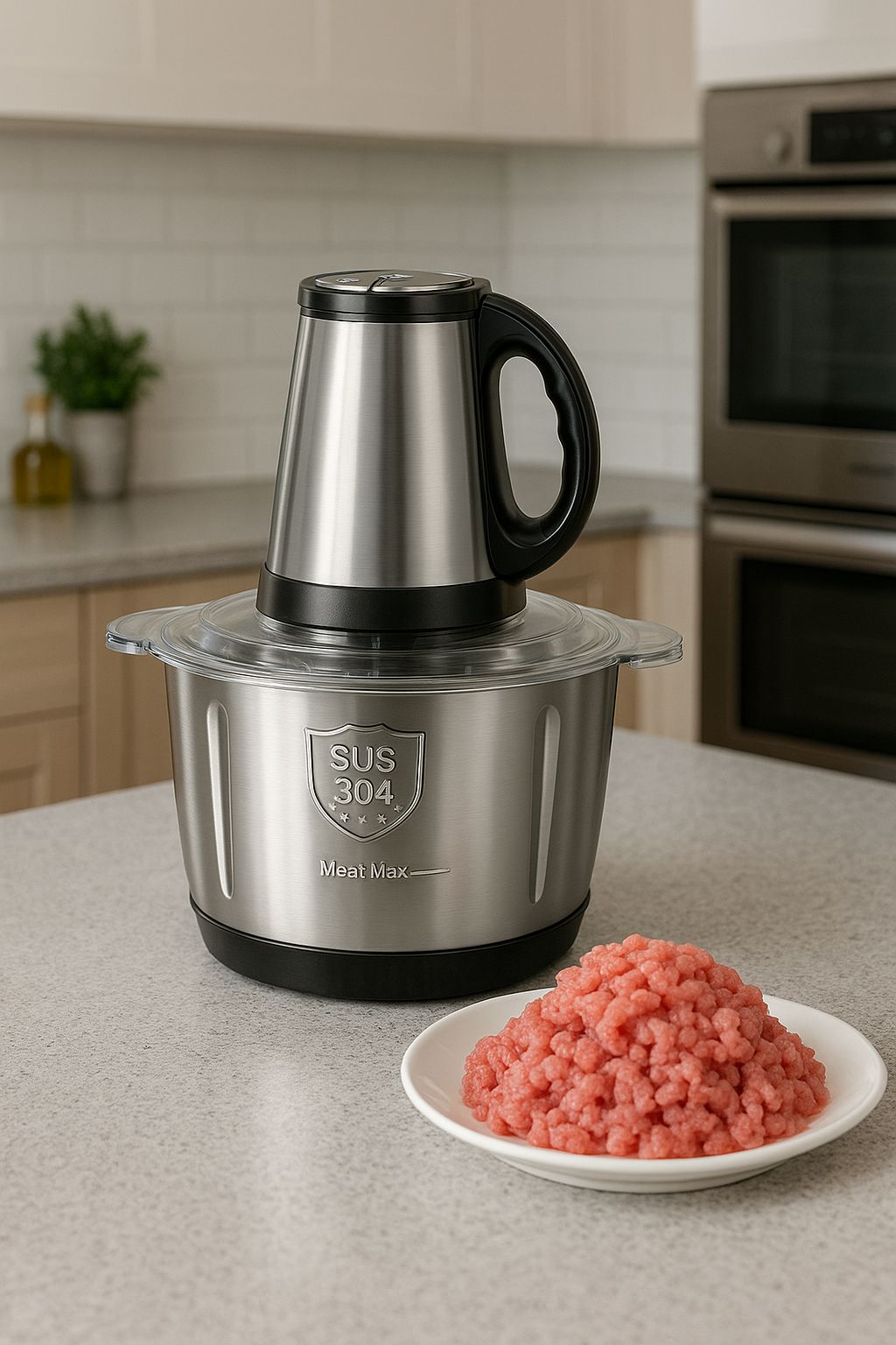 Tocător Electric Profesional 1000W – Bol Inox 5L, 5 Lame Oțel, 3 Trepte Viteză – Carne & Legume