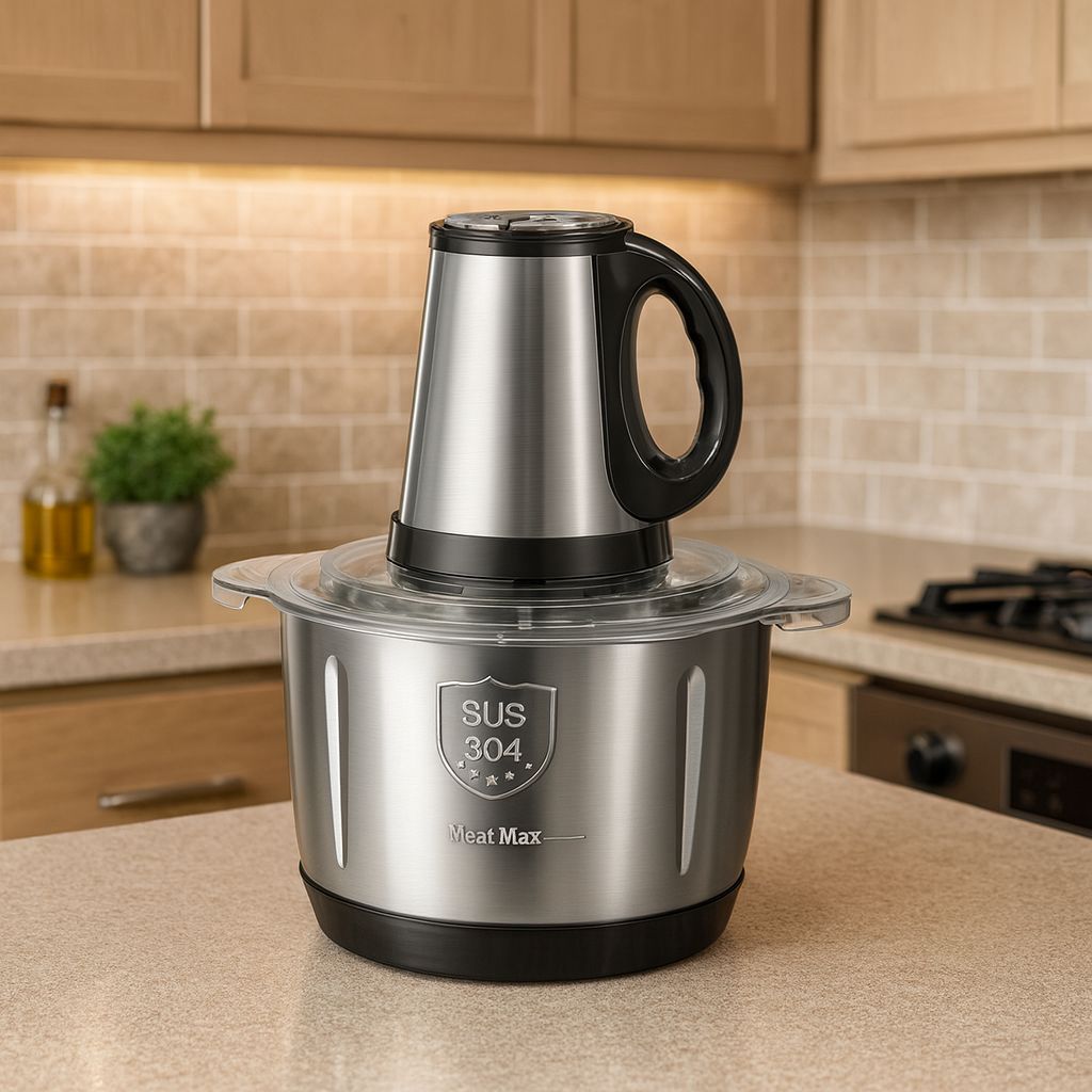 Tocător Electric Profesional 1000W – Bol Inox 5L, 5 Lame Oțel, 3 Trepte Viteză – Carne & Legume