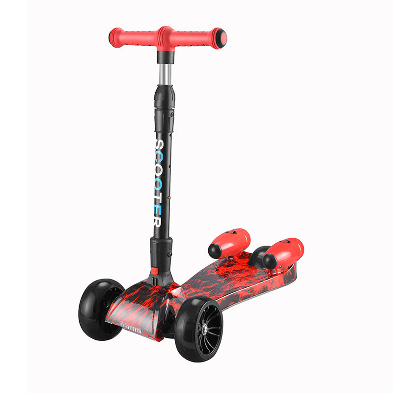 Trotinetă pentru Copii cu 3 Roți, Pliabilă și Reglabilă, Lumini LED, Efect Abur, Sunete și Roți Largi – Scooter Stabil pentru Copii 3-9 Ani